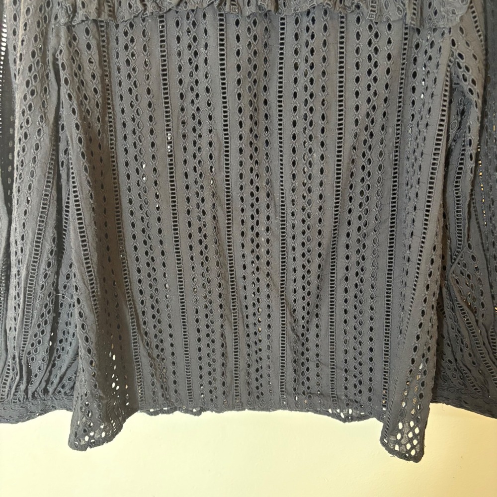 Madewell Eyelet Mockneck Ruffle Top‎ Size Small - Picture 3 of 9